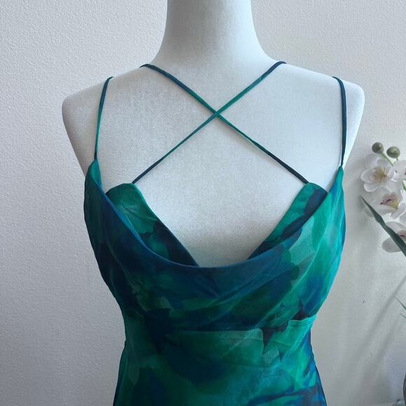 NEW RunAWay Label Calista Slip Midi Low Back Green Dress Women's Size Large - Picture 4 of 10